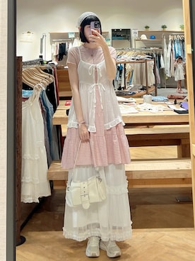 「QUEEN SHOP（クイーンショップ）の01087344（ワンピース、ピンク系）」を使った、QUEEN SHOPさん（レディース・158cm）の秋コーディネート