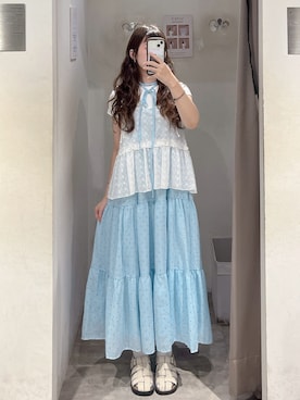 「QUEEN SHOP（クイーンショップ）の01099504 （S）（Tシャツ/カットソー、ホワイト系）」を使った、QUEEN SHOPさん（レディース・158cm）の夏コーディネート