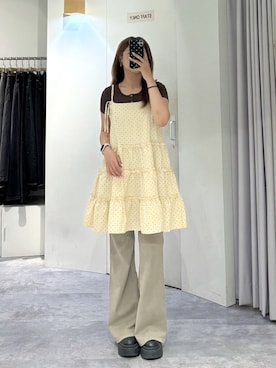 「QUEEN SHOP（クイーンショップ）の01099501（トップス、ブラウン系）」を使った、QUEEN SHOPさん（レディース・158cm）の夏コーディネート