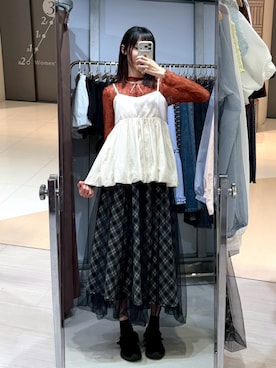 「QUEEN SHOP（クイーンショップ）の01150445（キャミソール、ベージュ系）」を使った、QUEEN SHOPさん（レディース・166cm）の夏コーディネート