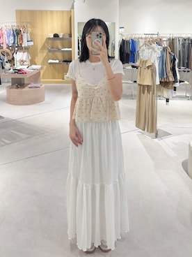 「QUEEN SHOP（クイーンショップ）の01099584 （S）（トップス、ホワイト系）」を使った、QUEEN SHOPさん（レディース・158cm）の夏コーディネート