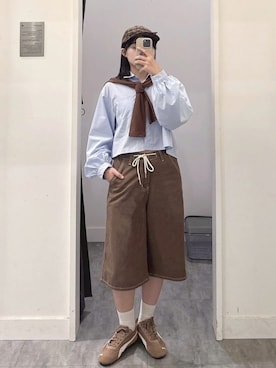 「アイテム（キャスケット）」を使った、QUEEN SHOPさん（レディース・159cm）の秋コーディネート