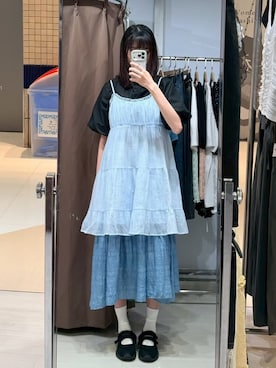「QUEEN SHOP（クイーンショップ）の01025748（シャツ/ブラウス、ブラック系）」を使った、QUEEN SHOPさん（レディース・158cm）の夏コーディネート