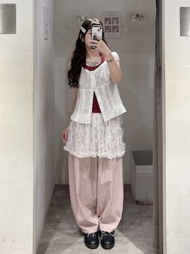 「QUEEN SHOP（クイーンショップ）の01099701（トップス、ホワイト系）」を使った、QUEEN SHOPさん（レディース・158cm）の夏コーディネート