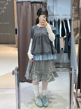 「QUEEN SHOP（クイーンショップ）の01098837（トップス、ホワイト系）」を使った、QUEEN SHOPさん（レディース・158cm）の夏コーディネート