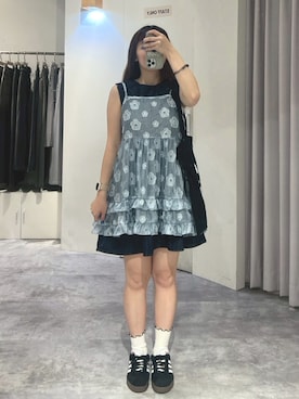 「QUEEN SHOP（クイーンショップ）の01099507（キャミソール、ブルー系）」を使った、QUEEN SHOPさん（レディース・158cm）の夏コーディネート