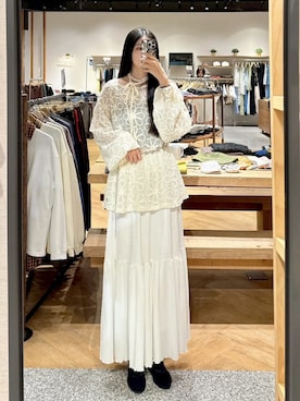 「QUEEN SHOP（クイーンショップ）の01099475（トップス、ベージュ系）」を使った、QUEEN SHOPさん（レディース・158cm）の夏コーディネート