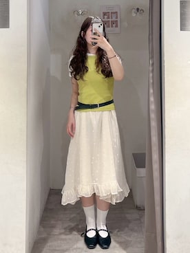 「QUEEN SHOP（クイーンショップ）の01099545（M）（トップス、ホワイト系）」を使った、QUEEN SHOPさん（レディース・158cm）の夏コーディネート