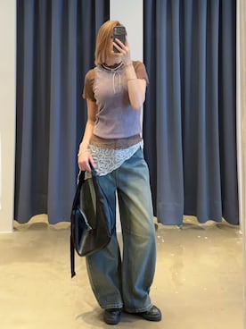 「QUEEN SHOP（クイーンショップ）の01099606 （S）（トップス、ブラウン系）」を使った、QUEEN SHOPさん（レディース・158cm）の夏コーディネート