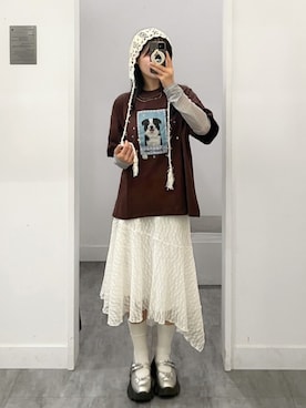 「QUEEN SHOP（クイーンショップ）の01190387（Tシャツ/カットソー、ブラウン系）」を使った、QUEEN SHOPさん（レディース・158cm）の夏コーディネート