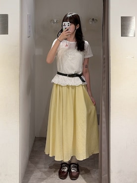 「QUEEN SHOP（クイーンショップ）の01140087（トップス、ホワイト系）」を使った、QUEEN SHOPさん（レディース・158cm）の夏コーディネート