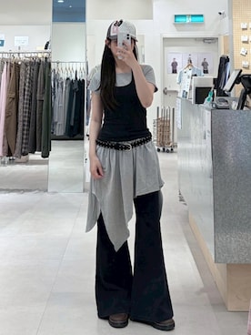 「QUEEN SHOP（クイーンショップ）の01087353（ワンピース、グレー系）」を使った、QUEEN SHOPさん（レディース・158cm）の夏コーディネート