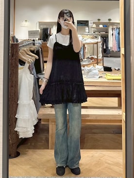 「QUEEN SHOP（クイーンショップ）の01099504 （M）（Tシャツ/カットソー、ホワイト系）」を使った、QUEEN SHOPさん（レディース・158cm）の夏コーディネート