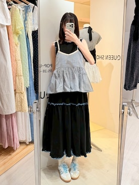 「QUEEN SHOP（クイーンショップ）の01099054（ベスト、ブルー系）」を使った、QUEEN SHOPさん（レディース・158cm）の夏コーディネート