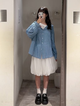 「QUEEN SHOP（クイーンショップ）の01099489（トップス、ホワイト系）」を使った、QUEEN SHOPさん（レディース・158cm）の夏コーディネート