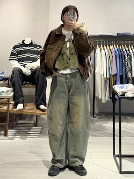 「アイテム（ライダースジャケット）」を使った、QUEEN SHOPさん（レディース・157cm）の秋コーディネート