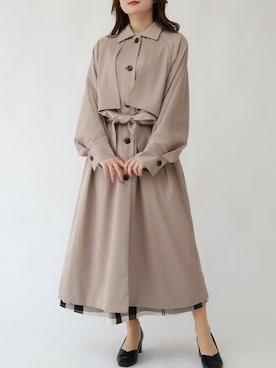 「グレージュ」｜「アイテム（トレンチコート）」を使った、ASTORIA ODIER（アストリア オディール）さん（レディース・158cm）の春コーディネート