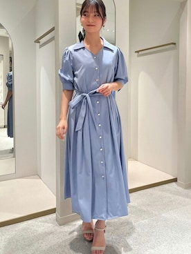 「フェミニンコーデ」｜「アイテム（シャツワンピース）」を使った、ASTORIA ODIER（アストリア オディール）さん（レディース・160cm）の夏コーディネート