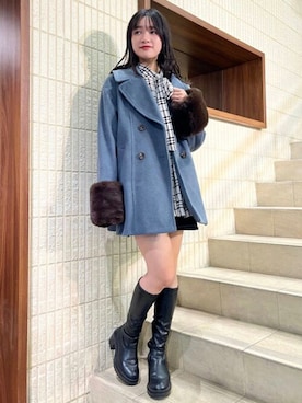 「ファーコート」｜「アイテム（チェスターコート）」を使った、ASTORIA ODIER（アストリア オディール）さん（レディース・153cm）の秋コーディネート