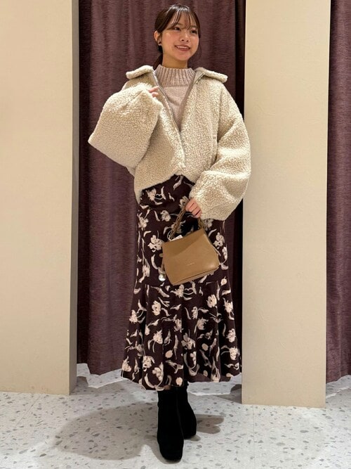 ソフトベロアフラワージャガードマーメイドスカート（スカート