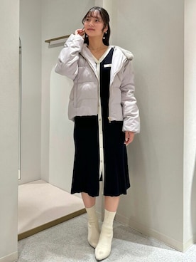 「リブニット」｜「アイテム（ダウンジャケット/コート）」を使った、ASTORIA ODIER（アストリア オディール）さん（レディース・160cm）の冬コーディネート