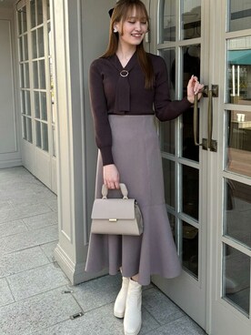 「TRUDEA（トルディア）のアイテム（トップス）」を使った、ASTORIA ODIER（アストリア オディール）さん（レディース・159cm）の冬コーディネート