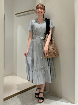 「ストライプワンピース」｜ASTORIA ODIER（アストリア オディール）さん（レディース・159cm）の夏コーディネート