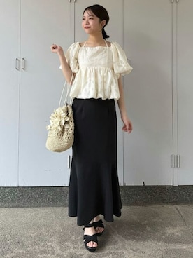 「バルーンスリーブ」｜ASTORIA ODIER（アストリア オディール）さん（レディース・156cm）の夏コーディネート