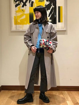 「アイテム（トレンチコート、シルバー系）」を使った、Ray BEAMSさん（レディース・158cm）の冬コーディネート