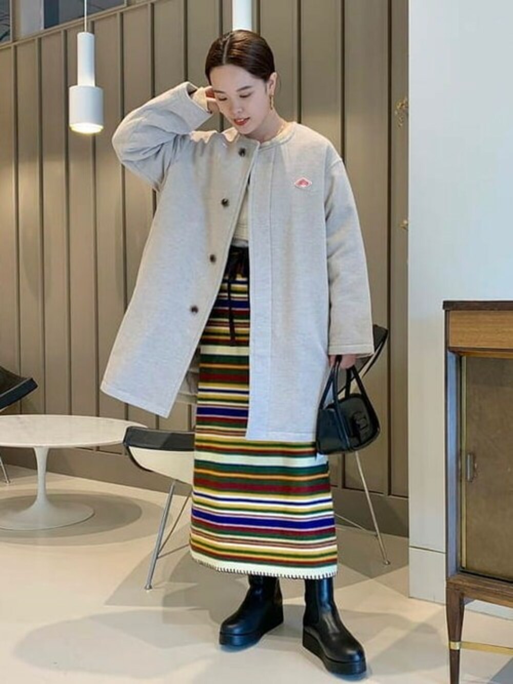 DANTON × Ray BEAMS / 別注 モッサ ノーカラー ダウンコートを