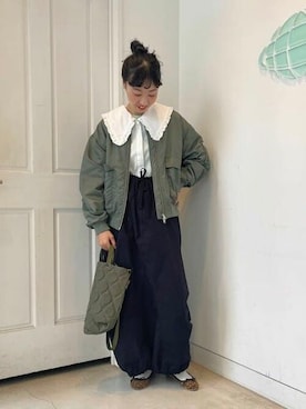 「Ray BEAMS（レイビームス）のアイテム（MA-1）」を使った、Ray BEAMSさん（レディース・165cm）の秋コーディネート