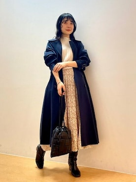 「BEAMS」｜「アイテム（トレンチコート）」を使った、BEAMS HEART WOMENさん（レディース・163cm）の冬コーディネート