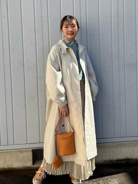 「BEAMS」｜「アイテム（トレンチコート）」を使った、BEAMS HEART WOMENさん（レディース・165cm）の冬コーディネート