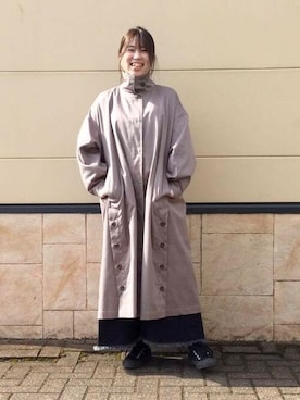 「BEAMS」｜「アイテム（トレンチコート）」を使った、BEAMS HEART WOMENさん（レディース・160cm）の春コーディネート