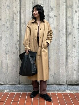 「BEAMS」｜「アイテム（ステンカラーコート）」を使った、BEAMS HEART WOMENさん（レディース・166cm）の春コーディネート