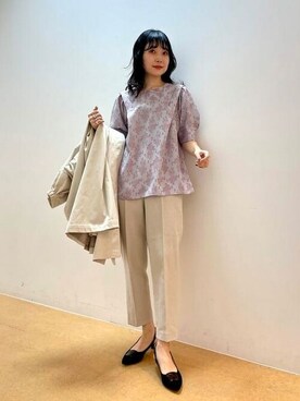 「BEAMS」｜「アイテム（トレンチコート）」を使った、BEAMS HEART WOMENさん（レディース・163cm）の春コーディネート