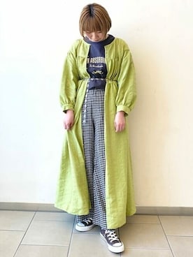 「ピスタチオ」｜「アイテム（スラックス）」を使った、BEAMS HEART WOMENさん（レディース・158cm）の春コーディネート