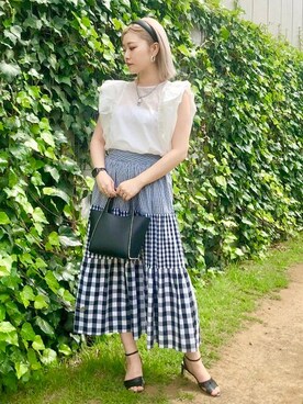 「BEAMS」｜「アイテム（ヘアアクセサリー）」を使った、BEAMS HEART WOMENさん（レディース・163cm）の夏コーディネート