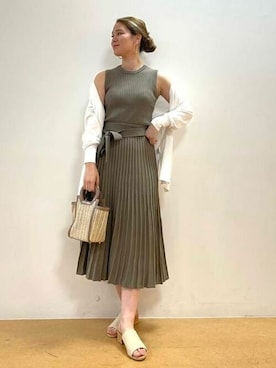「リブタンクトップ」｜「アイテム（ワンピース/ドレス）」を使った、BEAMS HEART WOMENさん（レディース・168cm）の夏コーディネート