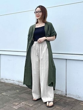 「ストライプパンツ」｜「アイテム（ワンピース/ドレス）」を使った、BEAMS HEART WOMENさん（レディース・157cm）の夏コーディネート