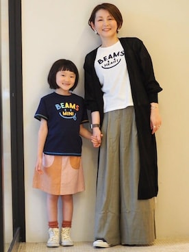 「親子でおそろい」｜「アイテム（スラックス）」を使った、BEAMS HEART WOMENさん（レディース・163cm）の夏コーディネート
