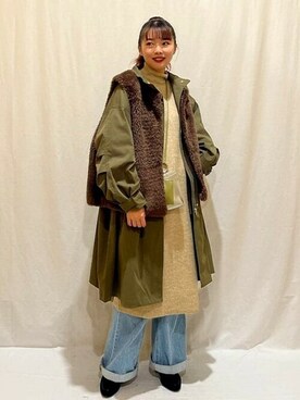 「BEAMS」｜「アイテム（モッズコート）」を使った、BEAMS HEART WOMENさん（レディース・165cm）の秋コーディネート