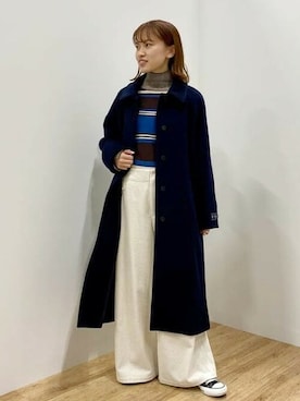 「BEAMS」｜「アイテム（チェスターコート）」を使った、BEAMS HEART WOMENさん（レディース・158cm）の秋コーディネート