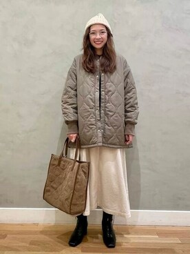「BEAMS」｜「アイテム（MA-1）」を使った、BEAMS HEART WOMENさん（レディース・153cm）の秋コーディネート