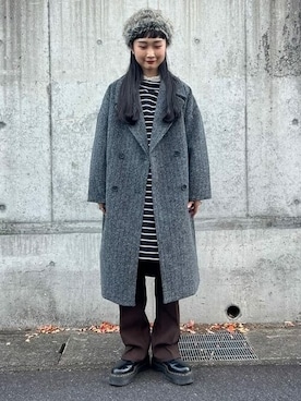 「BEAMS」｜「アイテム（チェスターコート）」を使った、BEAMS HEART WOMENさん（レディース・164cm）の秋コーディネート