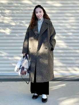「タートルネック」｜「アイテム（クラッチバッグ）」を使った、BEAMS HEART WOMENさん（レディース・153cm）の秋コーディネート