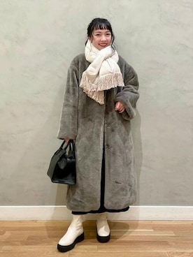 「BEAMS」｜「アイテム（ノーカラーコート）」を使った、BEAMS HEART WOMENさん（レディース・153cm）の秋コーディネート