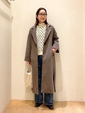 「BEAMS」｜「アイテム（チェスターコート）」を使った、BEAMS HEART WOMENさん（レディース・157cm）の冬コーディネート