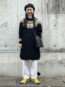 「帽子」｜「アイテム（クラッチバッグ）」を使った、BEAMS HEART WOMENさん（レディース・164cm）の冬コーディネート