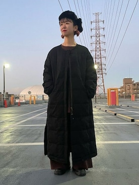 BEAMS HEART / ノーカラー 格子 ダウンコートを使った人気ファッション 